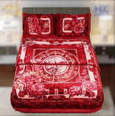 4pcs Embossed Bed Cover Set Double Bed-Maroon-1969